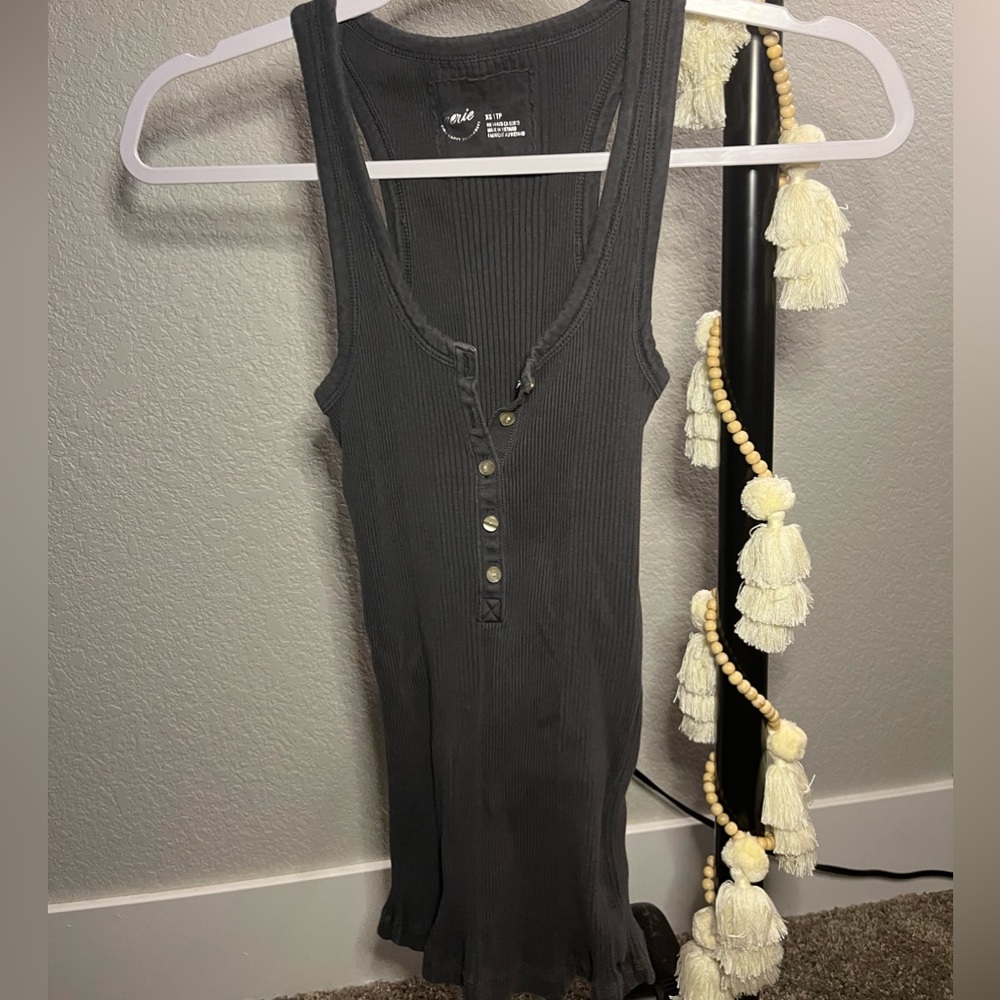 Aerie tank, ribbed, dark grey